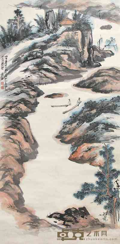 张大千 山水 立轴 138×68cm
